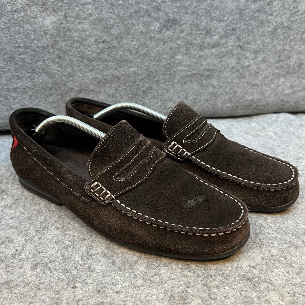 Foot Joy Mens Suede Penny Loafers, Brown‎ Leather Slip On Casual Shoes Size 11.5